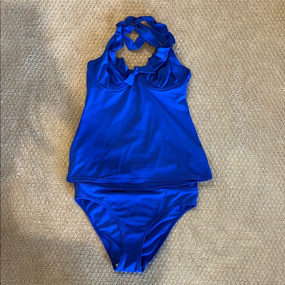 “Pour Moi” Vibrant Blue Halter Tankini Set